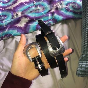 Double buckle western belt